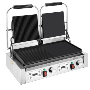 Grill De Contact Double Lisse À Gauche et Rainuré À Droite
