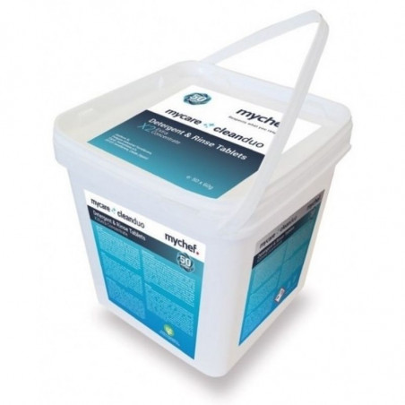Tablette de Détergent et Liquide de Rinçage Clean Duo - Lot de 50 Mychef - 1 Tablette de Détergent et Liquide de Rinçage Clean Duo - Lot de 50 Mychef - 1