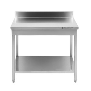 Table Inox avec Dosseret et Etagère - P 700 mm - L 1000 mm
