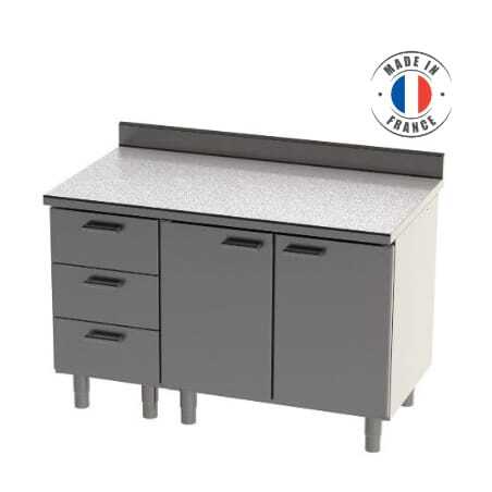 Meuble Bas 2 Portes Battantes 3 Tiroirs - Longueur 1350 mm SOFINOR - 1 Meuble Bas 2 Portes Battantes 3 Tiroirs - Longueur 1350 mm SOFINOR - 1