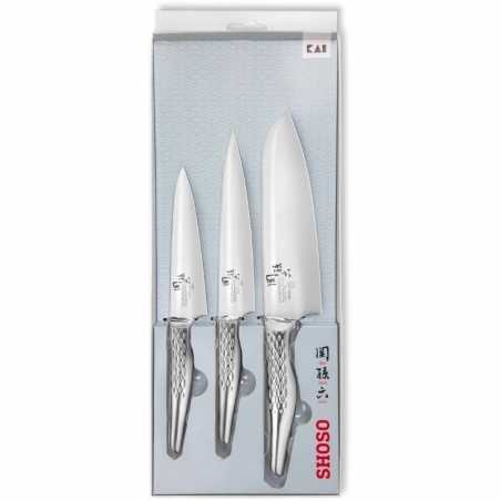 Set de 3 Couteaux Shoso - Office Universel et Santoku KAI - 1 Set de 3 Couteaux Shoso - Office Universel et Santoku KAI - 1
