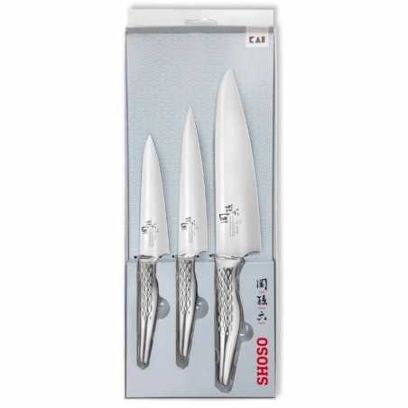 Set de 3 Couteaux Shoso - Office Universel et Chef KAI - 1 Set de 3 Couteaux Shoso - Office Universel et Chef KAI - 1