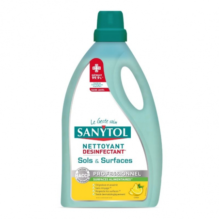 Bidon Désinfectant Sols et Surfaces Citron - 5 L Sanytol - 1 Bidon Désinfectant Sols et Surfaces Citron - 5 L Sanytol - 1