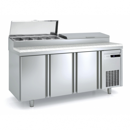 Meuble de Préparation à Pizza - 3 portes - 562 L - 10 Bacs GN 1/3 CORECO - 1 Meuble de Préparation à Pizza - 3 portes - 562 L - 10 Bacs GN 1/3 CORECO - 1