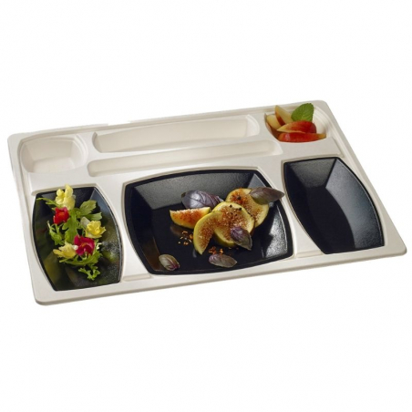 Kit Plateau Repas Gala Blanc et Noir - 432 x 332 mm - Lot de 15 FourniResto - 1 Kit Plateau Repas Gala Blanc et Noir - 432 x 332 mm - Lot de 15 FourniResto - 1