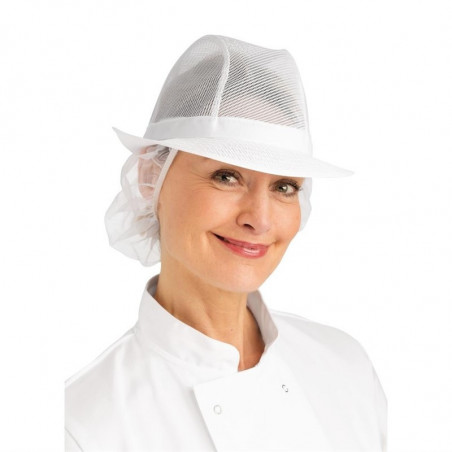 Chapeau Trilby Blanc avec Résille - Taille L FourniResto - 1 Chapeau Trilby Blanc avec Résille - Taille L FourniResto - 1