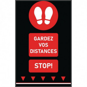 Tapis De Sol Distanciation Sociale 100X65Cm - Rouge - Français COMAS - 1