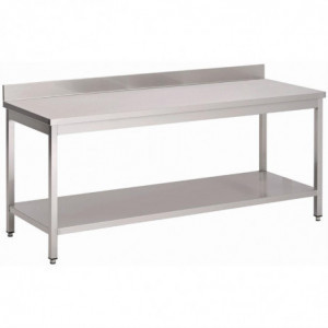 Table en Inox Avec Étagère Basse et Dosseret - L 1500 x P 700 mm Gastro M - 1