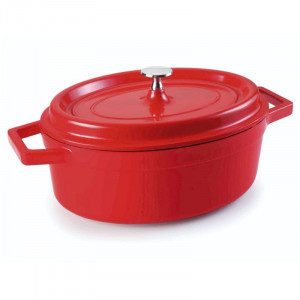 Faitout Ovale Rouge Avec Couvercle En Aluminium Fondu - 3,5 L Lacor - 1