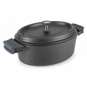 Faitout Ovale Noir Avec Couvercle En Aluminium Fondu - 3,5 L Lacor - 1
