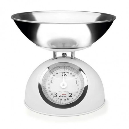 Balance Mécanique Rétro Blanche Avec Plateau En Inox - Portée 5 Kg Lacor - 1 Balance Mécanique Rétro Blanche Avec Plateau En Inox - Portée 5 Kg Lacor - 1