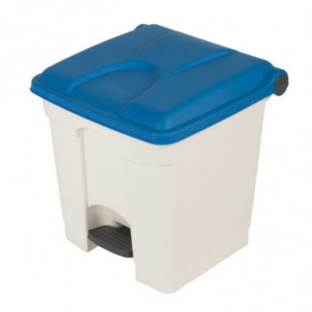 Poubelle à Pédale Blanche et Bleue - 30 L Probbax - 1 Poubelle à Pédale Blanche et Bleue - 30 L Probbax - 1