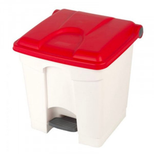 Poubelle à Pédale Blanche et Rouge - 30 L Probbax - 1