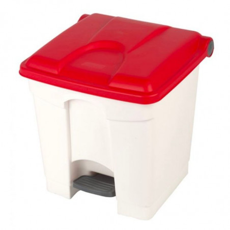 Poubelle à Pédale Blanche et Rouge - 30 L Probbax - 1 Poubelle à Pédale Blanche et Rouge - 30 L Probbax - 1