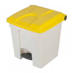 Poubelle à Pédale Blanche et Jaune - 30 L Probbax - 1