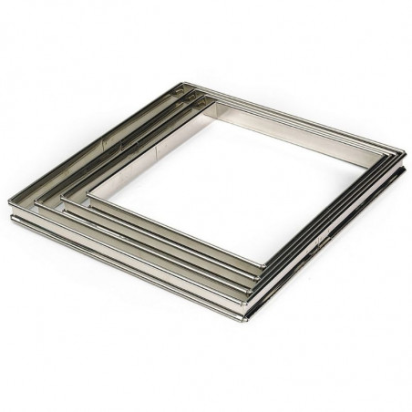 Flan à Tarte Carré en Inox - 200 x 200 mm Tellier - 1 Flan à Tarte Carré en Inox - 200 x 200 mm Tellier - 1
