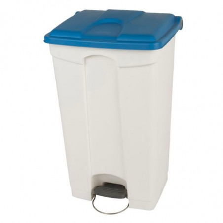 Poubelle à Pédale Blanche et Bleue - 90 L Probbax - 1 Poubelle à Pédale Blanche et Bleue - 90 L Probbax - 1