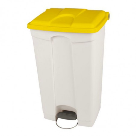 Poubelle à Pédale Blanche et Jaune - 90 L Probbax - 1 Poubelle à Pédale Blanche et Jaune - 90 L Probbax - 1