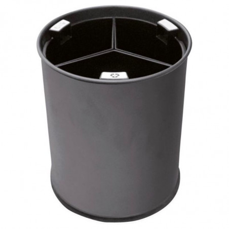Corbeille de Tri Noire 3 Compartiments - 13 L Probbax - 1 Corbeille de Tri Noire 3 Compartiments - 13 L Probbax - 1