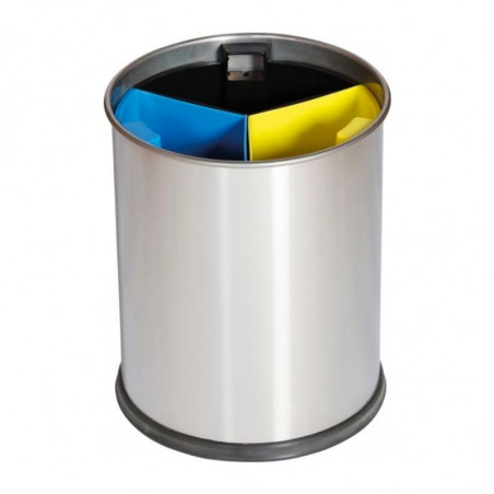Corbeille de Tri en Inox Tricolore - 13 L Probbax - 1 Corbeille de Tri en Inox Tricolore - 13 L Probbax - 1
