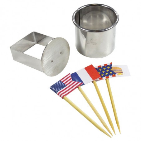 Kit Mini-Burgers avec Pics Drapeaux en Bambou Gobel - 1 Kit Mini-Burgers avec Pics Drapeaux en Bambou Gobel - 1