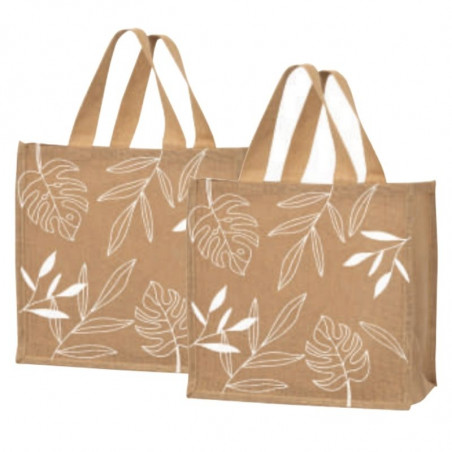Sac Cabas en Jute "Végétal" - Lot de 25 FourniResto - 1 Sac Cabas en Jute "Végétal" - Lot de 25 FourniResto - 1
