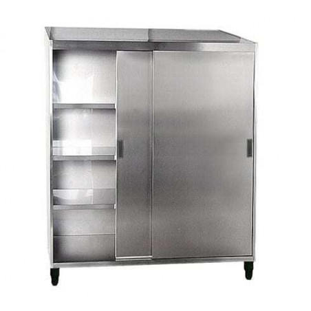 Armoire Haute à 2 Portes Coulissantes avec Roulettes Inox - L 1600 mm SOFINOR - 1 Armoire Haute à 2 Portes Coulissantes avec Roulettes Inox - L 1600 mm SOFINOR - 1