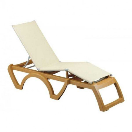 Chaise Longue Bali - Bois / Ecru Grosfillex - 1 Chaise Longue Bali - Bois / Ecru Grosfillex - 1