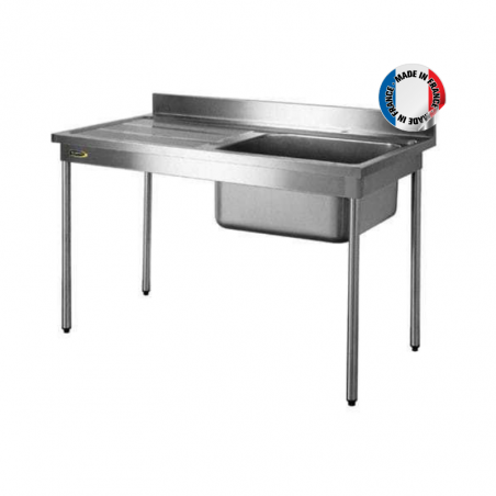 Plonge avec 1 Bac et Egouttoir à Gauche - Série 600 - L 1400 mm SOFINOR - 1 Plonge avec 1 Bac et Egouttoir à Gauche - Série 600 - L 1400 mm SOFINOR - 1