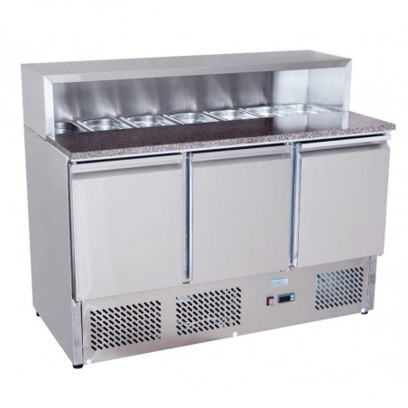 Meuble à Pizza - 3 Portes Toit Inox - 8 Bacs GN 1/6 Atosa - 1 Meuble à Pizza - 3 Portes Toit Inox - 8 Bacs GN 1/6 Atosa - 1