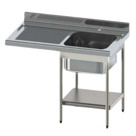 Plonge à 1 Bac et Egouttoir à Gauche Premium avec Etagère - Spéciale Lave-Vaisselle SOFINOR - 1 Plonge à 1 Bac et Egouttoir à Gauche Premium avec Etagère - Spéciale Lave-Vaisselle SOFINOR - 1