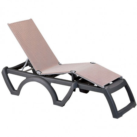 Chaise Longue Bali - Anthracite / Beige Chiné Grosfillex - 1 Chaise Longue Bali - Anthracite / Beige Chiné Grosfillex - 1