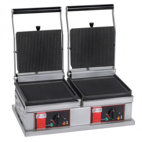 Grill Panini Double - 4 Plaques Rainurées Sofraca - 1 Grill Panini Double - 4 Plaques Rainurées Sofraca - 1