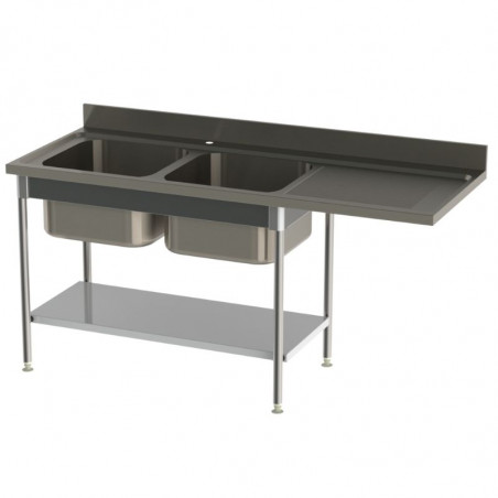 Plonge 2 Bacs et Egouttoir à Droite avec Etagère - Spéciale Lave Vaisselle SOFINOR - 1 Plonge 2 Bacs et Egouttoir à Droite avec Etagère - Spéciale Lave Vaisselle SOFINOR - 1