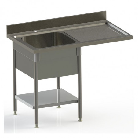 Plonge Spéciale Lave-Vaisselle avec Etagère et Cache-Cuve - 1 Bac et Egouttoir à Droite - L 1200 mm SOFINOR - 1 Plonge Spéciale Lave-Vaisselle avec Etagère et Cache-Cuve - 1 Bac et Egouttoir à Droite - L 1200 mm SOFINOR - 1