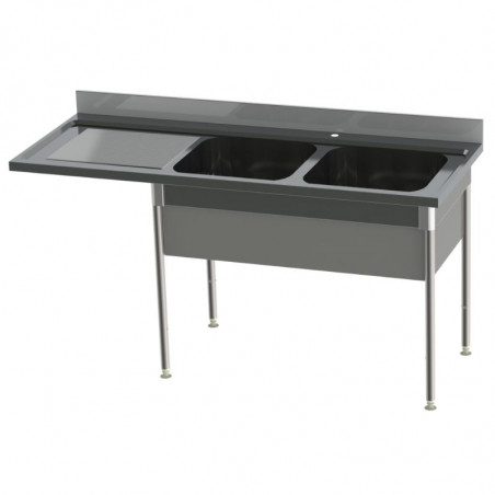 Plonge 2 Bacs et Egouttoir à Gauche avec Cache-Cuve - Spéciale Lave Vaisselle SOFINOR - 1 Plonge 2 Bacs et Egouttoir à Gauche avec Cache-Cuve - Spéciale Lave Vaisselle SOFINOR - 1