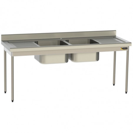 Plonge 2 Bacs et 2 Egouttoirs - P 700 - L 2400 mm SOFINOR - 1 Plonge 2 Bacs et 2 Egouttoirs - P 700 - L 2400 mm SOFINOR - 1