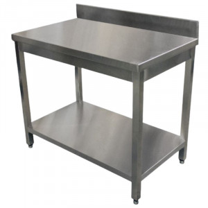 Table Inox avec Etagère et Dosseret - P 600 mm - L 1000 mm FourniResto - 1