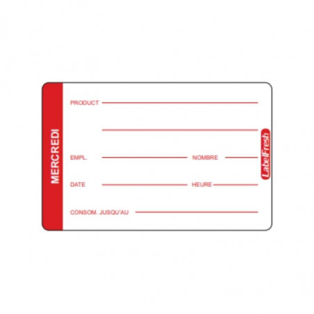 Etiquette de Traçabilité LabelFresh Pro - Mercredi - 70 x 45 mm - Lot de 500 LabelFresh - 1 Etiquette de Traçabilité LabelFresh Pro - Mercredi - 70 x 45 mm - Lot de 500 LabelFresh - 1