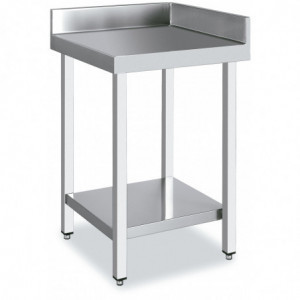 Table Inox d'Angle avec Dosseret et Etagère Basse - 700x700 Distform - 1