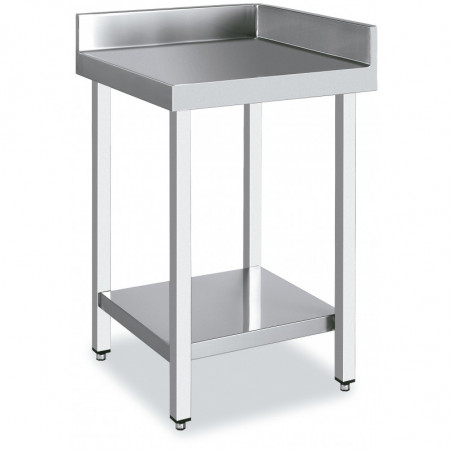 Table Inox d'Angle avec Dosseret et Etagère Basse - 700x700 Distform - 1 Table Inox d'Angle avec Dosseret et Etagère Basse - 700x700 Distform - 1