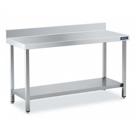Table Inox avec Dosseret 1500x500 avec Etagère Distform - 1 Table Inox avec Dosseret 1500x500 avec Etagère Distform - 1