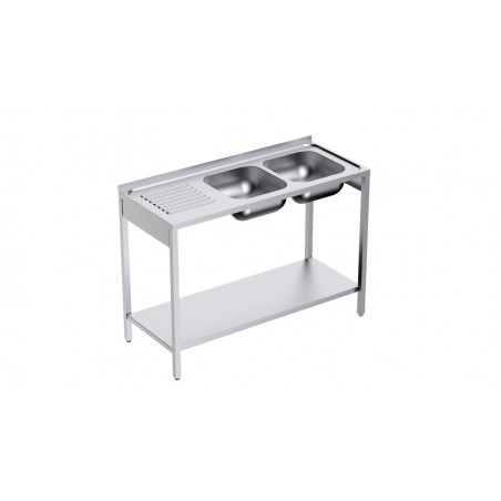 Plonge 2 Bacs avec Etagère et Egouttoir à Gauche - L 1350 x P 500 mm Distform - 1 Plonge 2 Bacs avec Etagère et Egouttoir à Gauche - L 1350 x P 500 mm Distform - 1