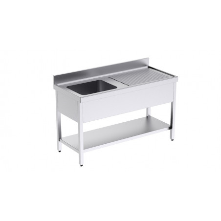Plonge 1 Bac avec Etagère et Egouttoir à Droite - L 1400 x P 550 mm Distform - 1 Plonge 1 Bac avec Etagère et Egouttoir à Droite - L 1400 x P 550 mm Distform - 1