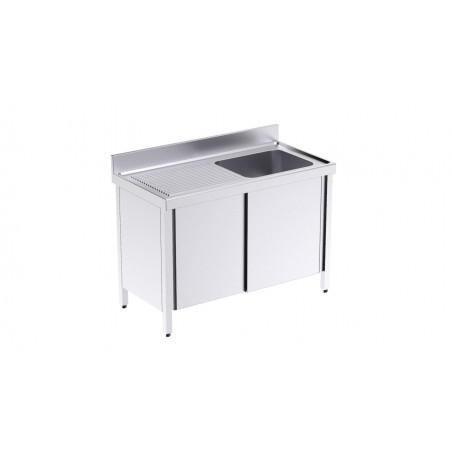 Plonge 1 Bac avec Portes Coulissantes et Egouttoir à Gauche - L 1400 x P 550 mm Distform - 1 Plonge 1 Bac avec Portes Coulissantes et Egouttoir à Gauche - L 1400 x P 550 mm Distform - 1