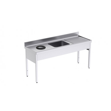 Plonge 1 Bac avec Egouttoir à Droite et Trou Vide-Déchets à Gauche - L 1800 x P 600 mm Distform - 1 Plonge 1 Bac avec Egouttoir à Droite et Trou Vide-Déchets à Gauche - L 1800 x P 600 mm Distform - 1