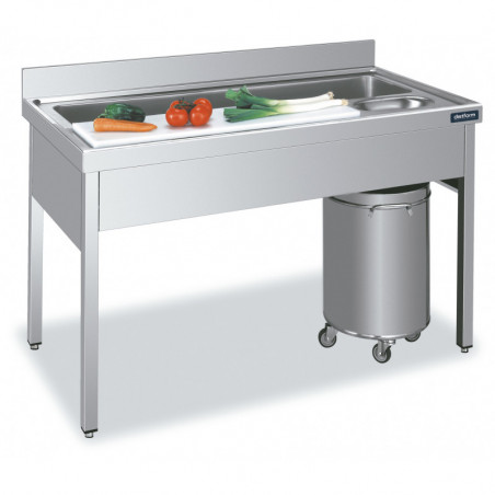 Table de Découpe en Inox pour Légumes - L 1400 x P 700 mm Distform - 1 Table de Découpe en Inox pour Légumes - L 1400 x P 700 mm Distform - 1