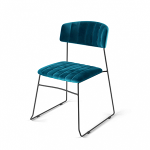 Chaise Empilable Mundo - Bleu Pétrole en Velours VEBA - 1