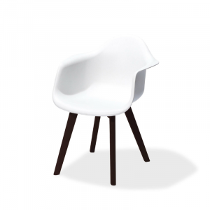 Chaise Empilable Keeve avec Accoudoirs - Blanche avec Pieds Foncés VEBA - 1