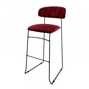 Tabouret de Bar Mundo - Bordeaux en Velours VEBA - 1